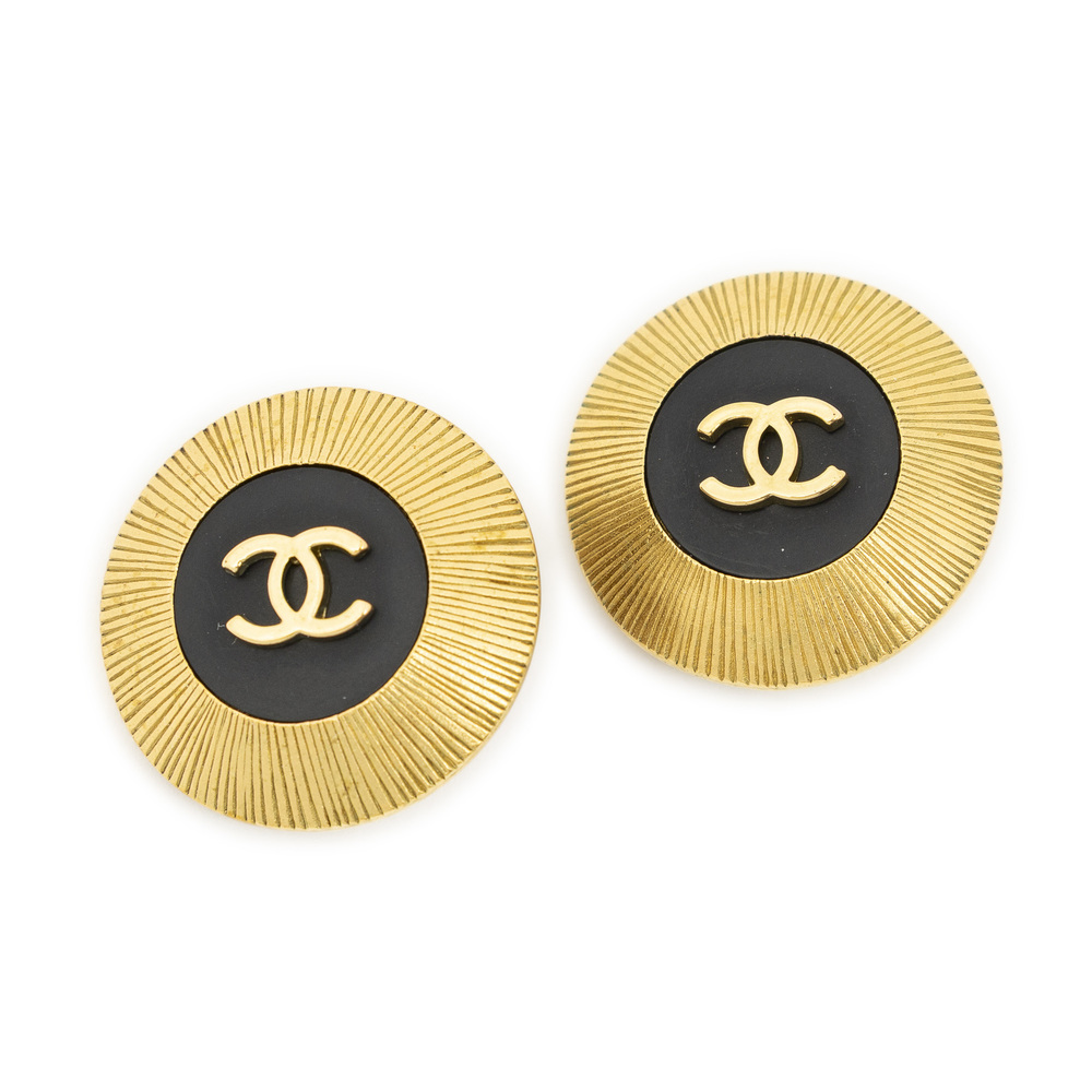 Chanel CC Enamel Clip On Earrings